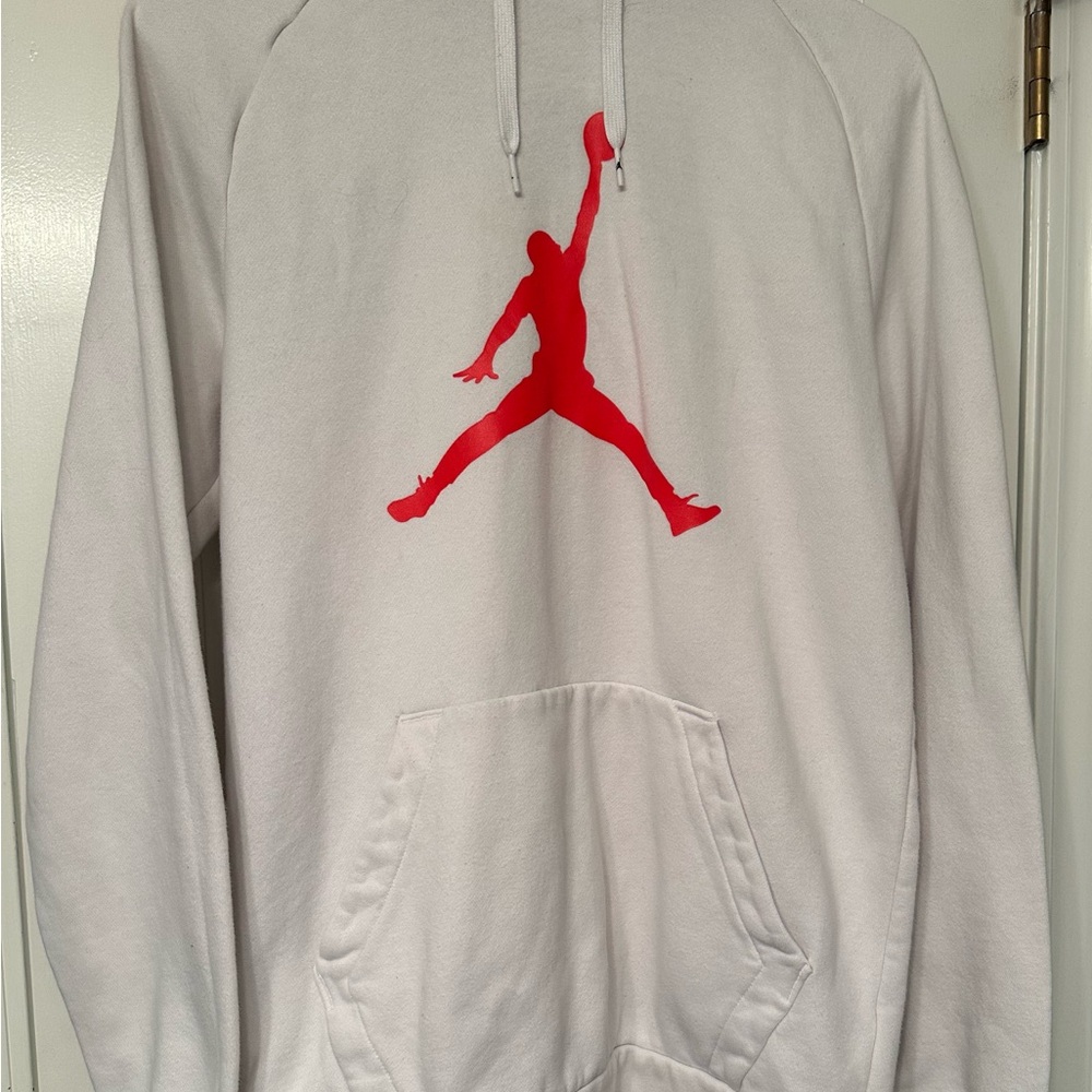 White Jordan Hoodie - Red Logo